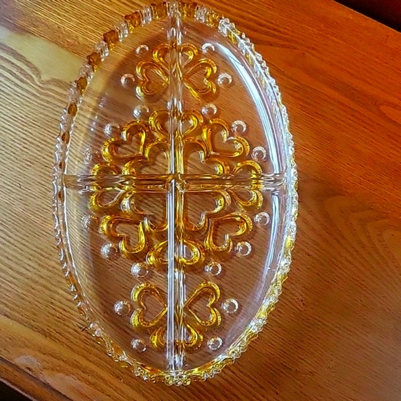 MCM WALTHER GLASS CABARET CRYSTAL DIVIDED SERVING DISH - Picture 3 of 7